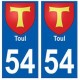 54 Toul  blason autocollant plaque stickers ville