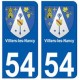 54 Villiers-les-Nancy blason autocollant plaque stickers ville