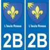 2B isula rossa autocollant plaque immatriculation auto ville sticker