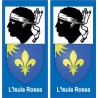 2B isula rossa autocollant plaque immatriculation auto ville sticker