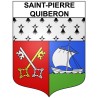 Pegatinas escudo de armas de Saint-Pierre-Quiberon adhesivo de la etiqueta engomada