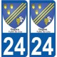 2B isula rossa autocollant logo2 plaque immatriculation auto ville sticker