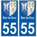55 Bar-le-Duc, el escudo de armas de la etiqueta engomada de la placa de pegatinas de la ciudad
