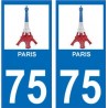 75 paris eiffel logo 3800 autocollant plaque immatriculation auto ville sticker