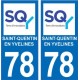 78 Saint Quentin en Yvelines autocollant plaque immatriculation auto ville sticker