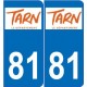81 Tarn logo 350 autocollant plaque immatriculation auto ville sticker