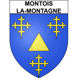 Pegatinas escudo de armas de Montois-la-Montagne adhesivo de la etiqueta engomada