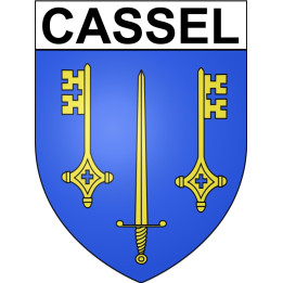 Pegatinas escudo de armas de Cassel adhesivo de la etiqueta engomada