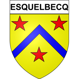 Pegatinas escudo de armas de Esquelbecq adhesivo de la etiqueta engomada