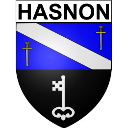 Pegatinas escudo de armas de Hasnon adhesivo de la etiqueta engomada