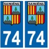 74 samoens ville autocollant plaque