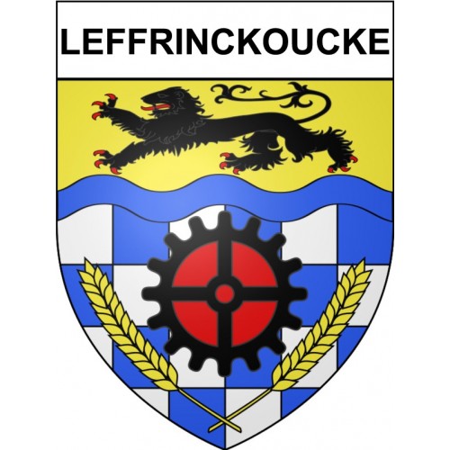 Pegatinas escudo de armas de Leffrinckoucke adhesivo de la etiqueta engomada