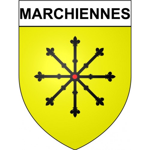 Pegatinas escudo de armas de Marchiennes adhesivo de la etiqueta engomada