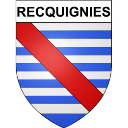 Pegatinas escudo de armas de Recquignies adhesivo de la etiqueta engomada