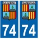 74 samoens ville autocollant plaque