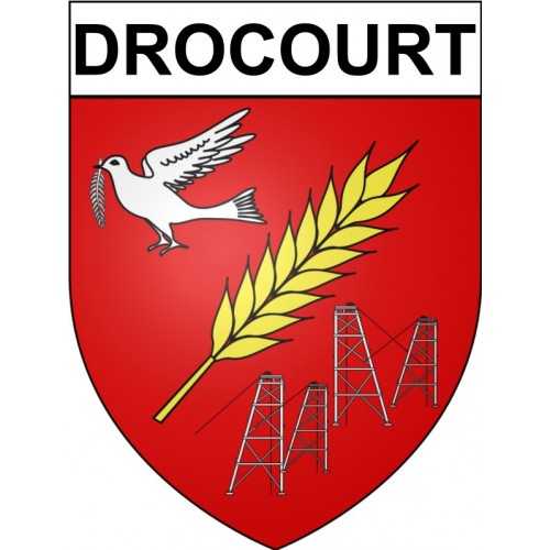 Pegatinas escudo de armas de Drocourt adhesivo de la etiqueta engomada