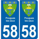 58 pougue les eaux blason autocollant plaque stickers ville