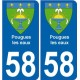 58 pougue les eaux blason autocollant plaque stickers ville