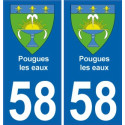 58 pougue les eaux blason autocollant plaque stickers ville