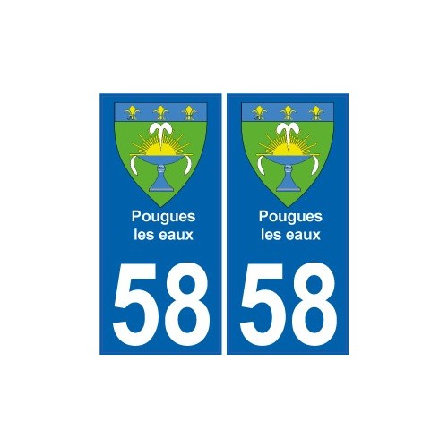 58 pougue les eaux blason autocollant plaque stickers ville