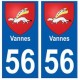 56 Vannes blason autocollant plaque stickers ville