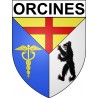 Pegatinas escudo de armas de Orcines adhesivo de la etiqueta engomada