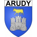 Pegatinas escudo de armas de Arudy adhesivo de la etiqueta engomada
