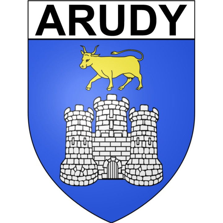Pegatinas escudo de armas de Arudy adhesivo de la etiqueta engomada