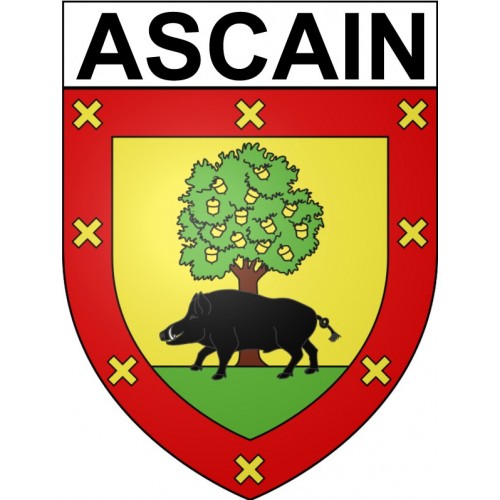 Pegatinas escudo de armas de Ascain adhesivo de la etiqueta engomada