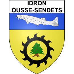 Pegatinas escudo de armas de Idron-Ousse-Sendets adhesivo de la etiqueta engomada