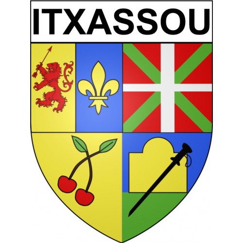 Pegatinas escudo de armas de Itxassou adhesivo de la etiqueta engomada