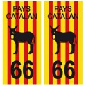 66 pays catalan burro fond drapeau autocollant plaque