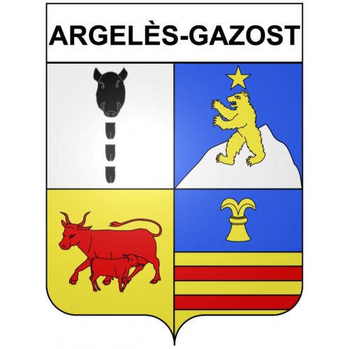 Pegatinas escudo de armas de Argelès-Gazost adhesivo de la etiqueta engomada