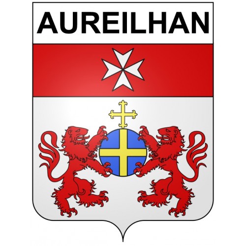 Pegatinas escudo de armas de Aureilhan adhesivo de la etiqueta engomada
