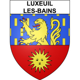 Pegatinas escudo de armas de Luxeuil-les-Bains adhesivo de la etiqueta engomada