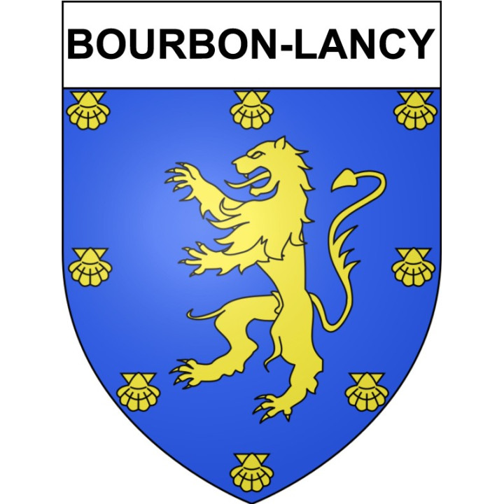 Pegatinas escudo de armas de Bourbon-Lancy adhesivo de la etiqueta engomada