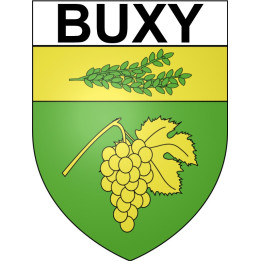 Pegatinas escudo de armas de Buxy adhesivo de la etiqueta engomada