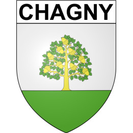 Pegatinas escudo de armas de Chagny adhesivo de la etiqueta engomada