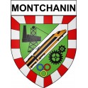 Pegatinas escudo de armas de Montchanin adhesivo de la etiqueta engomada