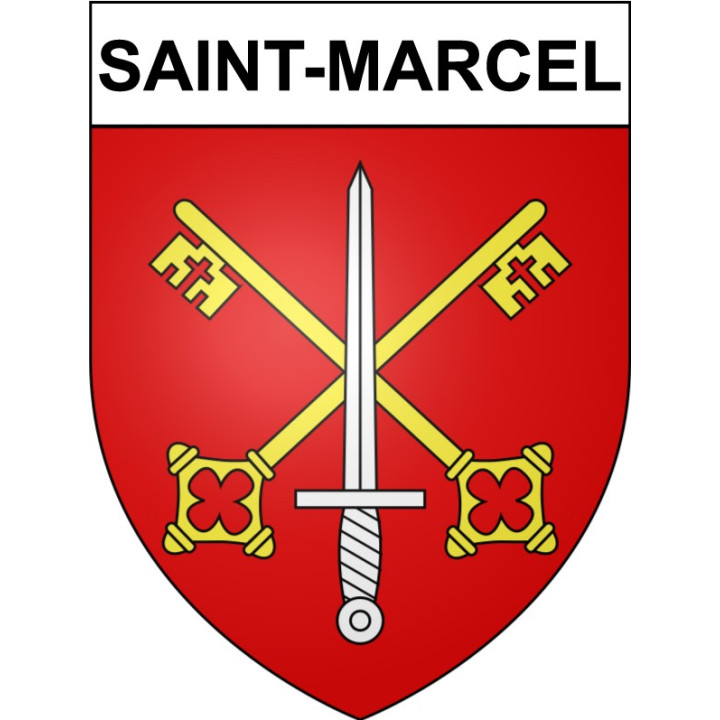 Pegatinas escudo de armas de Saint-Marcel adhesivo de la etiqueta engomada