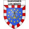 Pegatinas escudo de armas de Sanvignes-les-Mines adhesivo de la etiqueta engomada