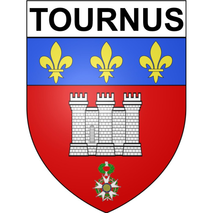 Pegatinas escudo de armas de Tournus adhesivo de la etiqueta engomada