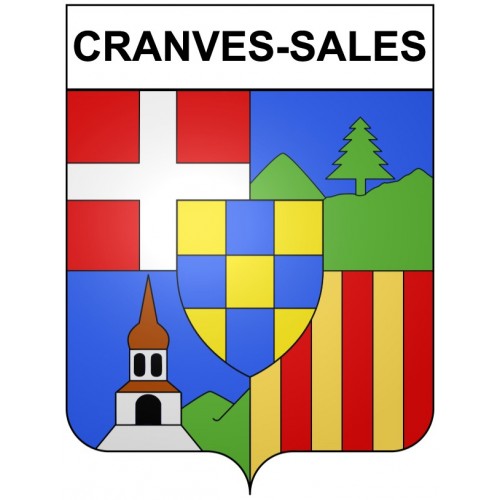 Pegatinas escudo de armas de Cranves-Sales adhesivo de la etiqueta engomada