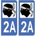 2A Corse autocollant plaque immatriculation auto sticker département