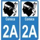 2A Haute-Corse autocollant plaque