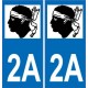 2A Haute-Corse autocollant plaque