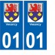 01 Vesency autocollant plaque immatriculation auto ville sticker