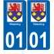 01 Vesency autocollant plaque immatriculation auto ville sticker