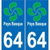 64 Pays Basque autocollant plaque immatriculation auto sticker