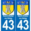 43 Saint Didier en Velay écusson autocollant plaque immatriculation auto ville sticker